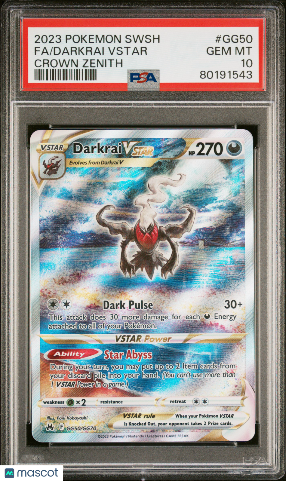 2023 Pokemon Sword And Shield Crown Zenith Darkrai VSTAR #GG50 Fa Crown Zenith PSA 10