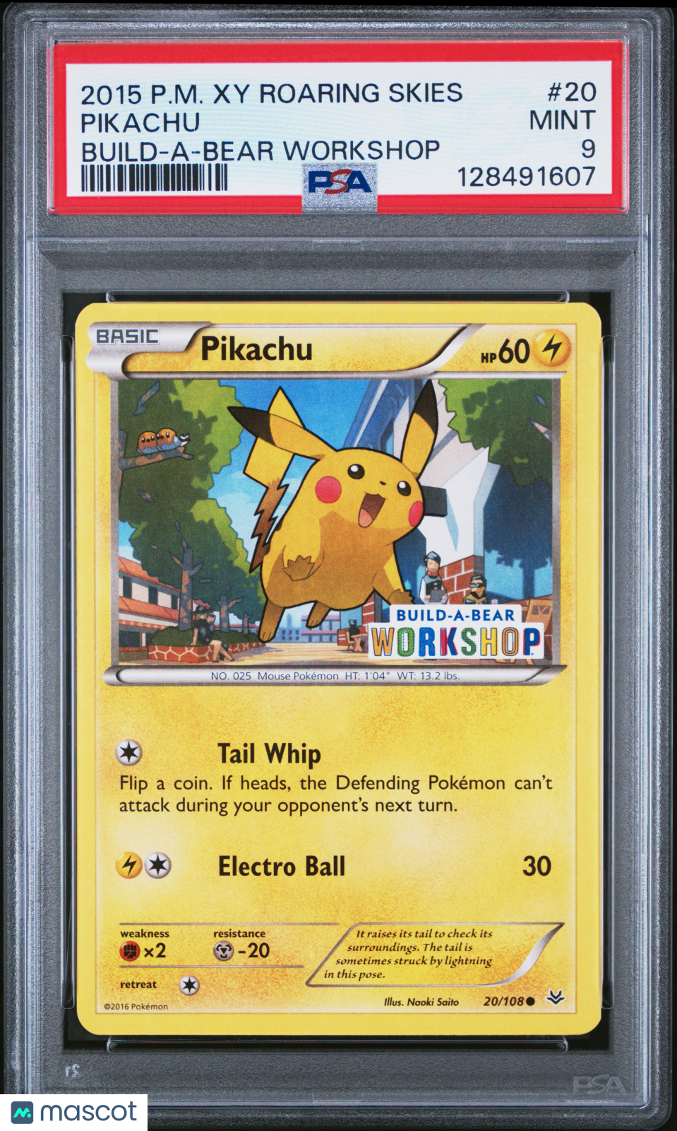 2015 Pokemon Xy Roaring Skies Pikachu #20 Build-A-Bear Workshop PSA 9