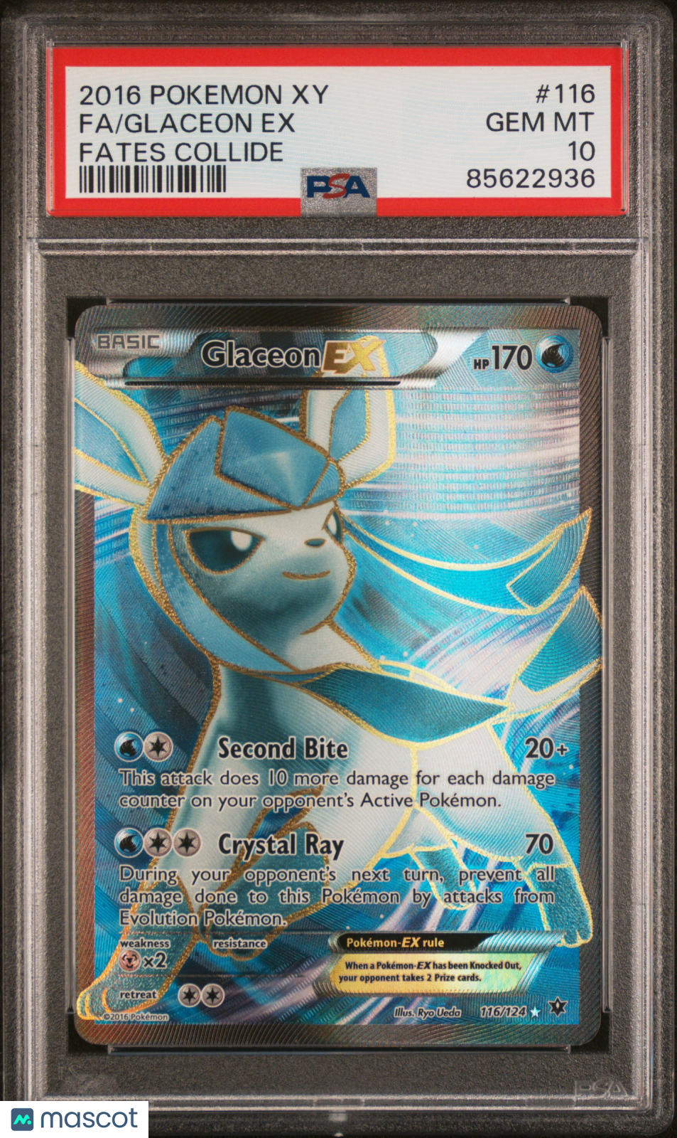 2016 Pokemon Xy Fates Collide Glaceon EX #116 Fa Fates Collide PSA 10