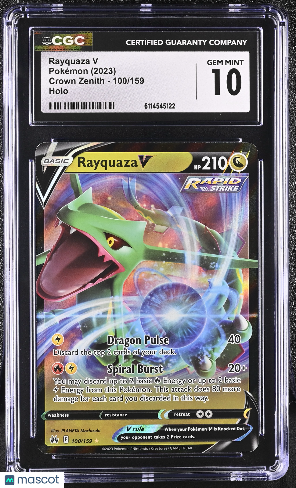 2023 Pokemon Rayquaza V #100/159 100/159 CGC 10