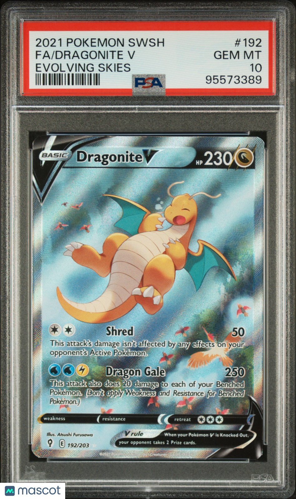 2021 Pokemon Sword & Shield Evolving Skies Dragonite V #192 Evolving Skies Fa PSA 10