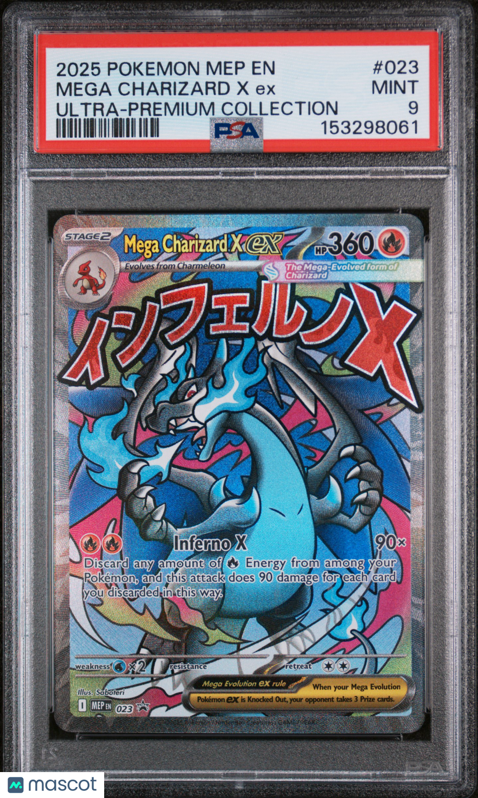 2025 Pokemon Mep EN-Me Black Star Promo Mega Charizard X EX #023 Ultra-Premium Collection PSA 9