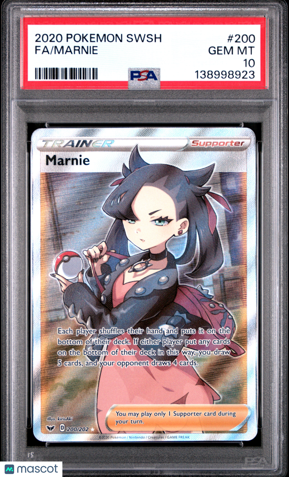 2020 Pokemon Sword & Shield Marnie #200 Fa PSA 10