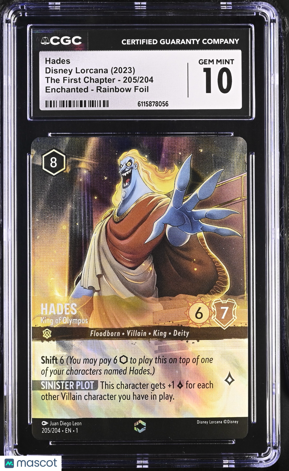 2023 Disney Lorcana Hades #205/204 CGC 10