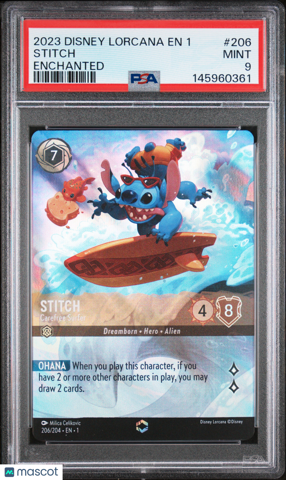 2023 Disney Lorcana EN 1-The First Chapter Stitch #206 Enchanted PSA 9
