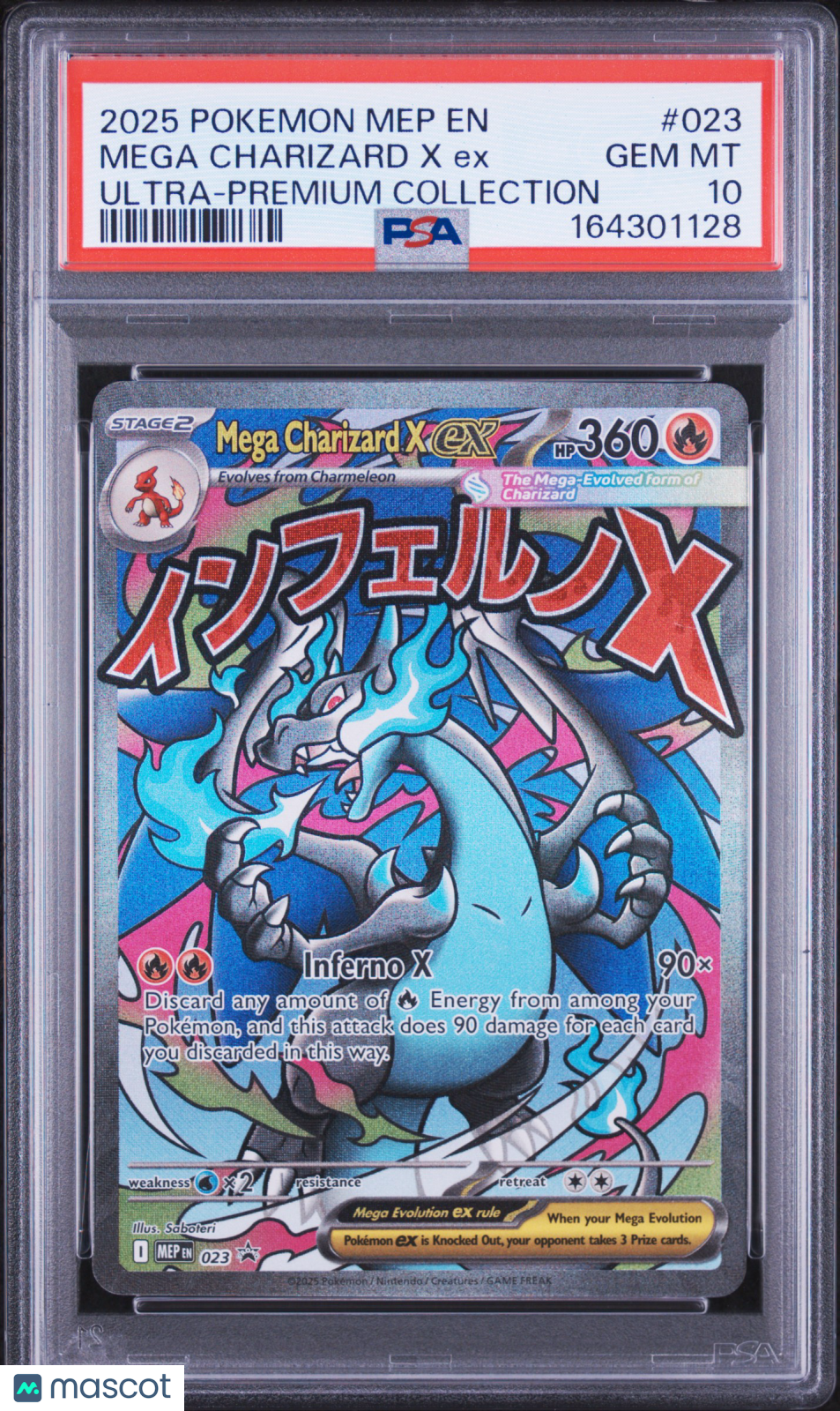 2025 Pokemon Mep EN-Me Black Star Promo Mega Charizard X EX #023 Ultra-Premium Collection PSA 10