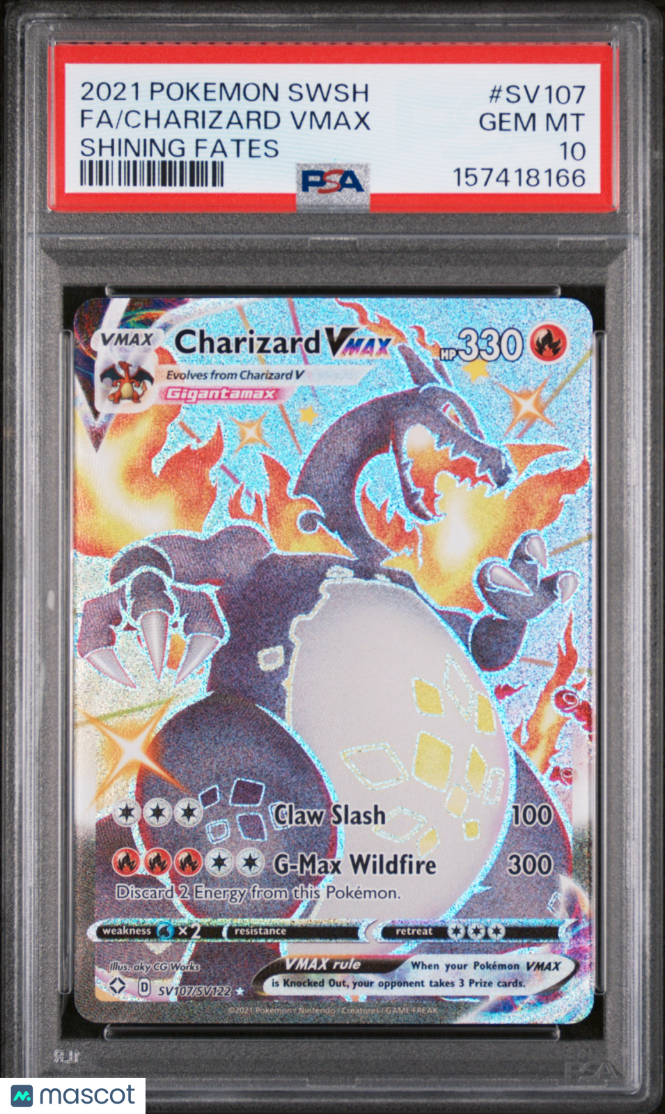 2021 Pokemon Sword & Shield Shining Fates Charizard VMAX #SV107 Fa Shining Fates PSA 10