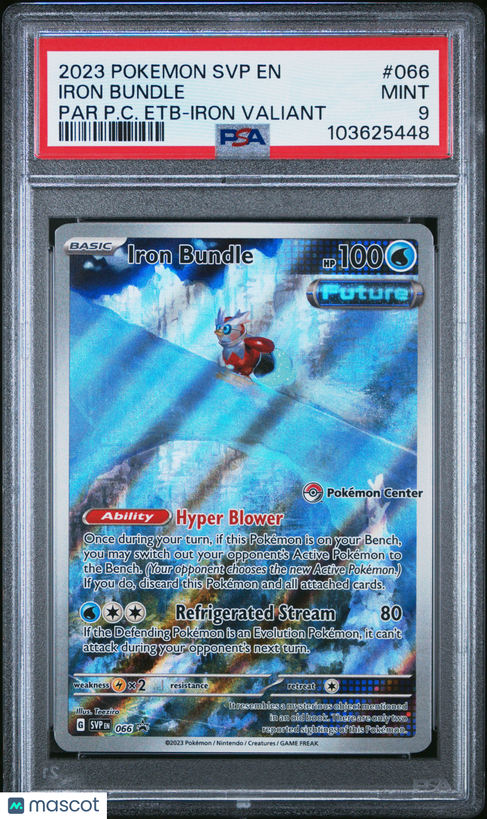 2023 Pokemon SVP EN-SV Black Star Promo Iron Bundle #066 Par PC Etb-Iron Valiant PSA 9