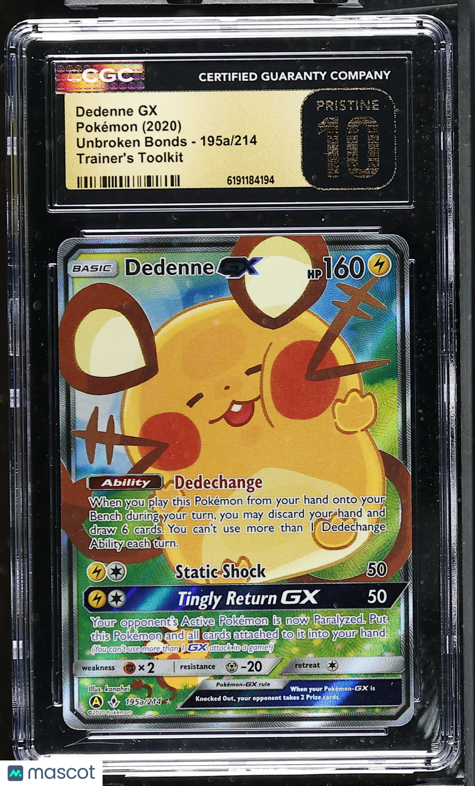 2020 Pokemon Dedenne GX #195a/214 CGC 10
