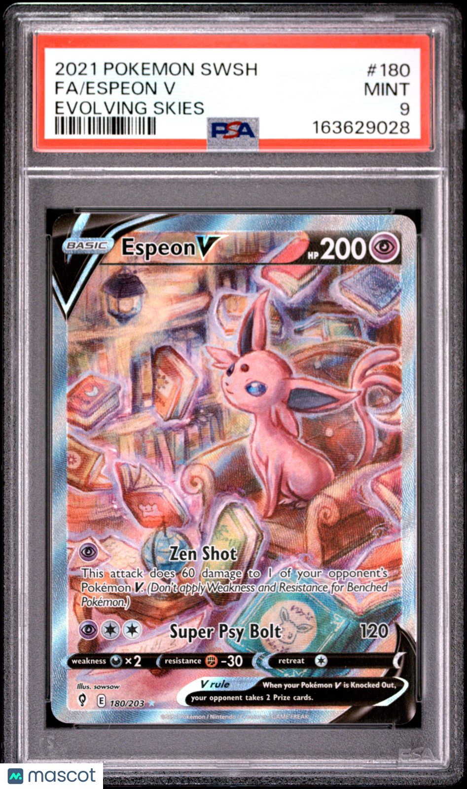 2021 Pokemon Sword & Shield Evolving Skies Espeon V #180 Evolving Skies Fa PSA 9