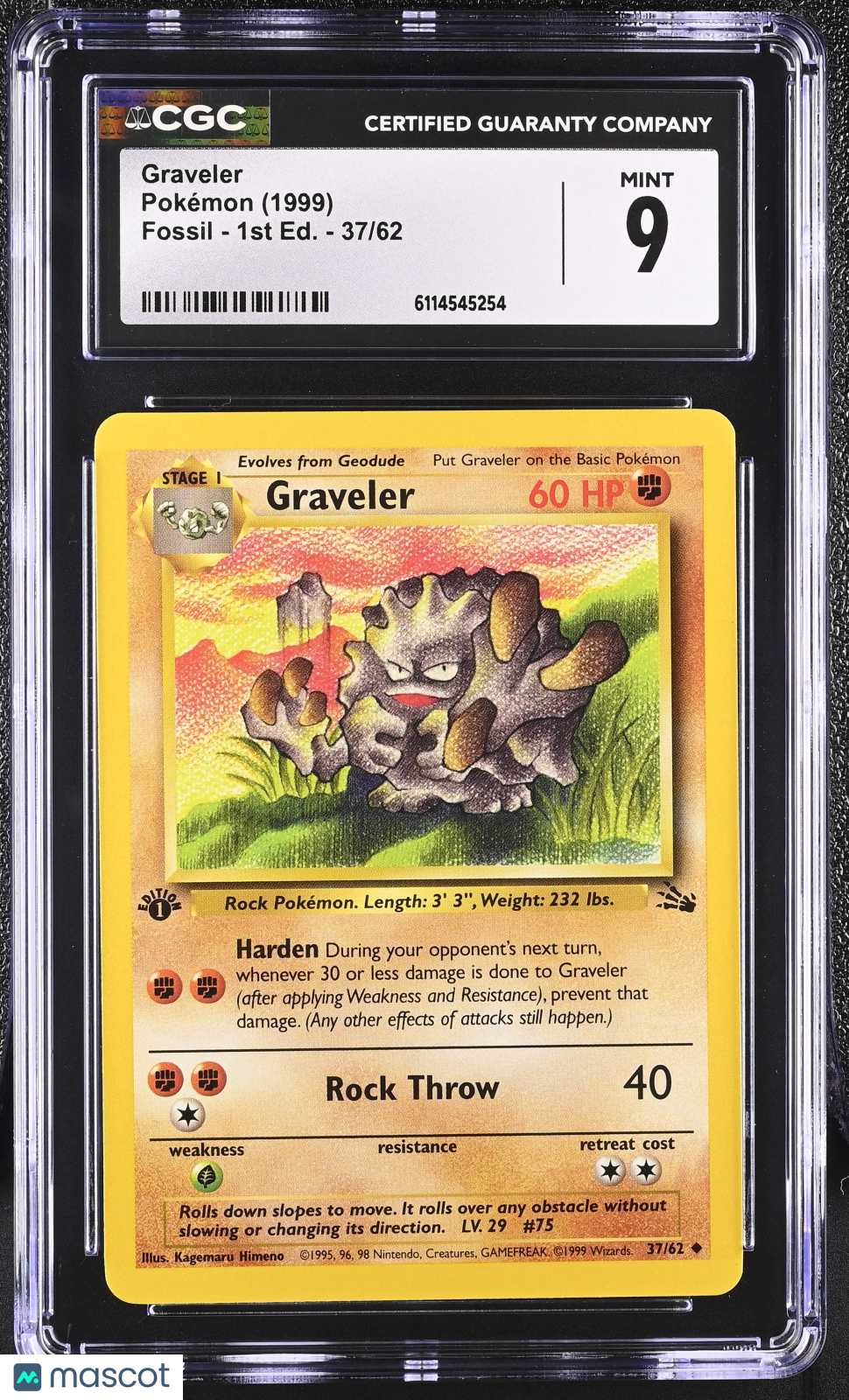1999 Pokemon Graveler #37/62 37/62 1st Edition CGC 9