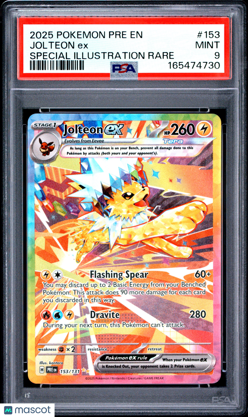 2025 Pokemon Pre EN-Prismatic Evolutions Jolteon EX #153 Special Illustration Rare PSA 9