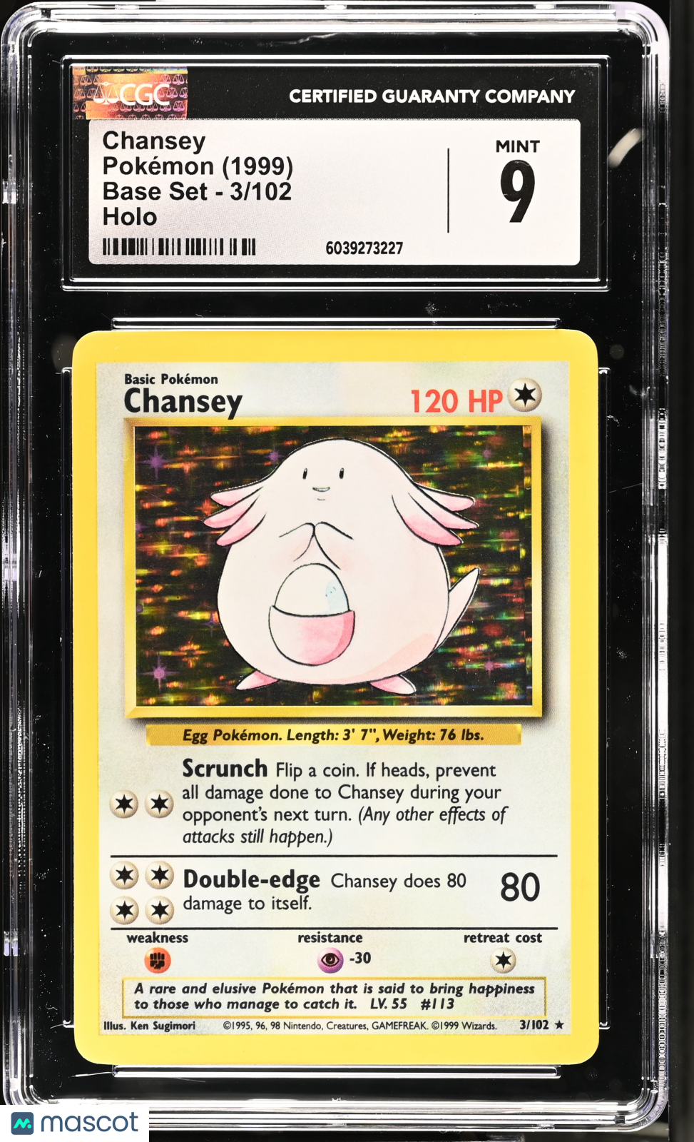 1999 Pokemon Chansey #3/102 3/102 CGC 9