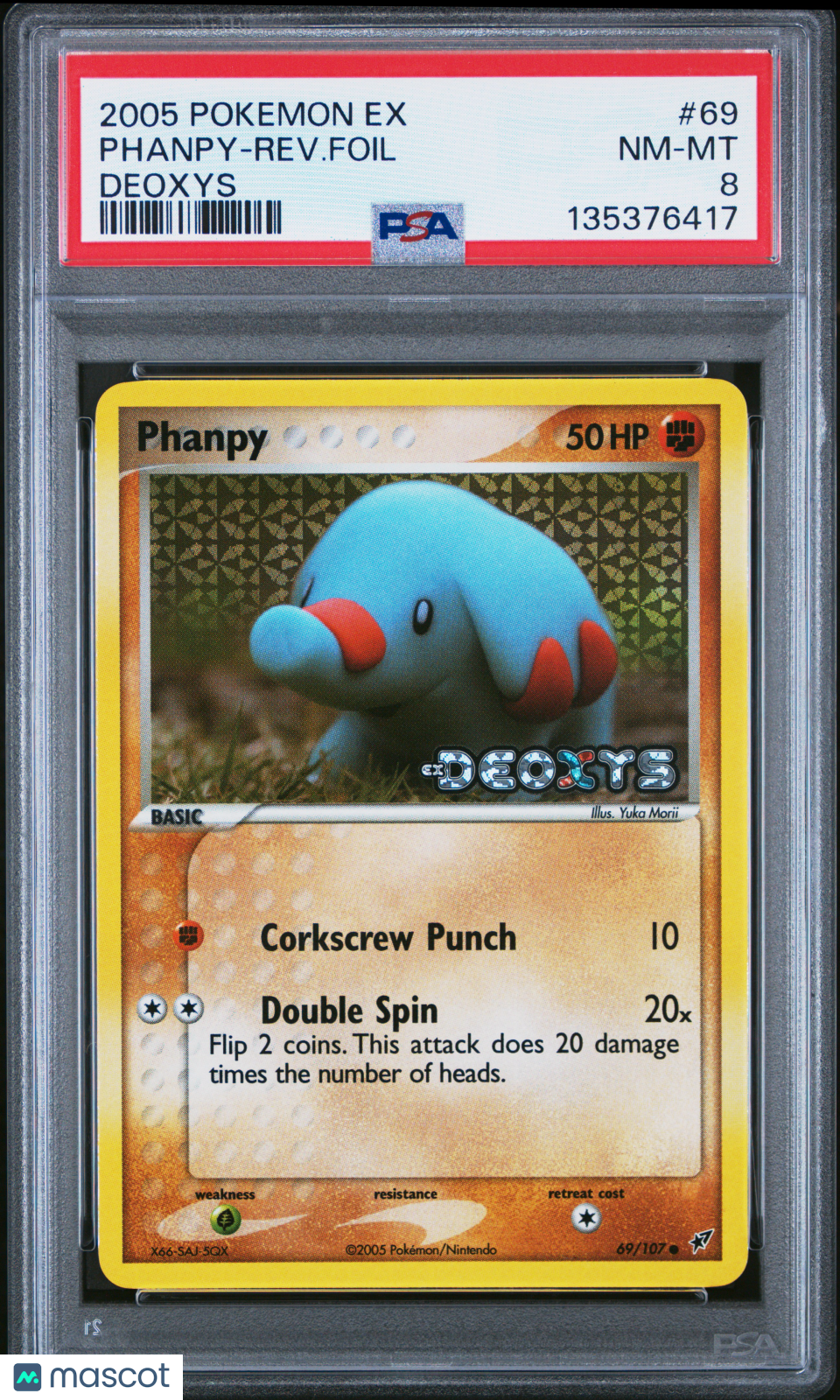 2005 Pokemon EX Deoxys Phanpy-Rev. Foil #69 Deoxys PSA 8