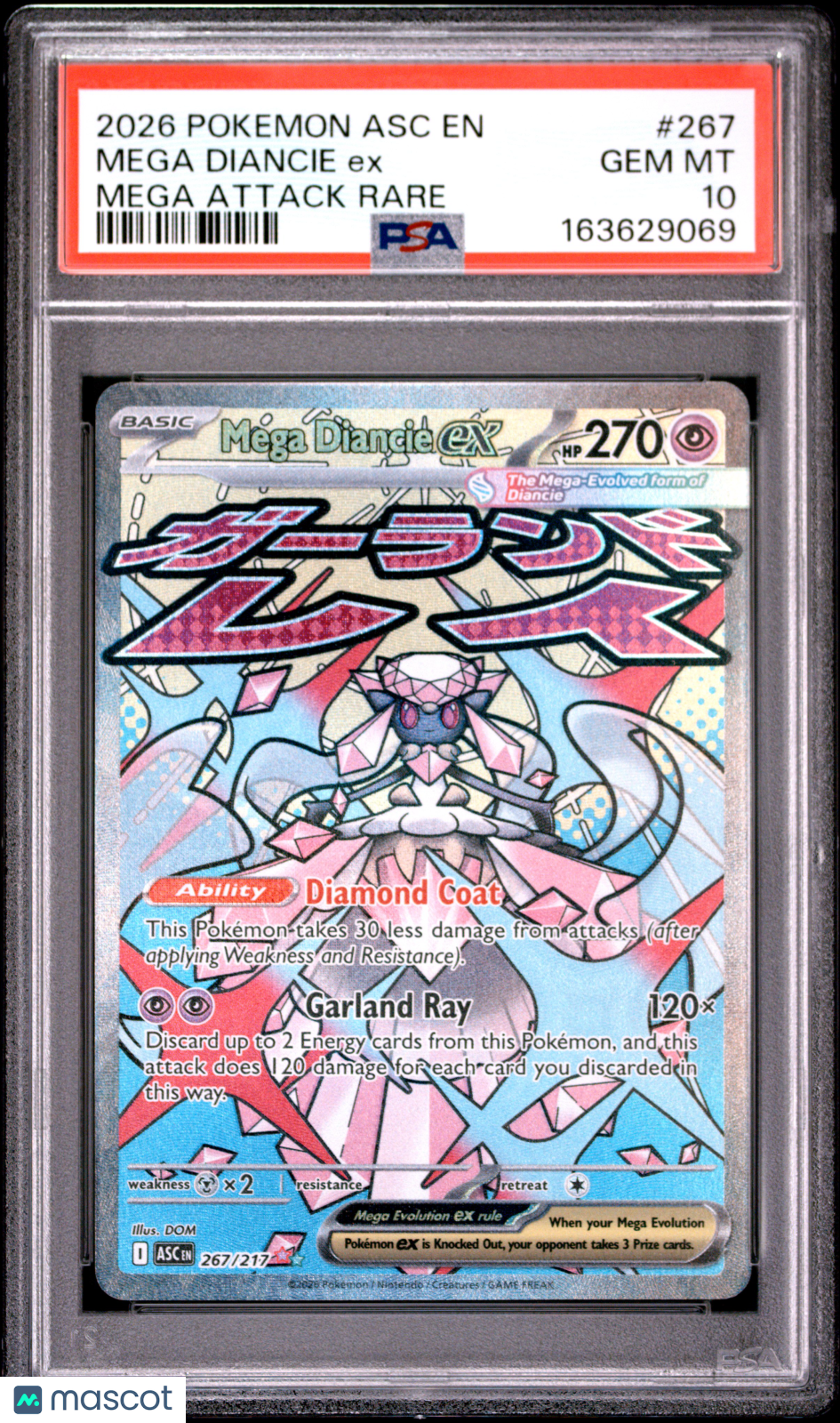 2026 Pokemon Asc EN-Ascended Heroes Mega Diancie EX #267 Mega Attack Rare PSA 10