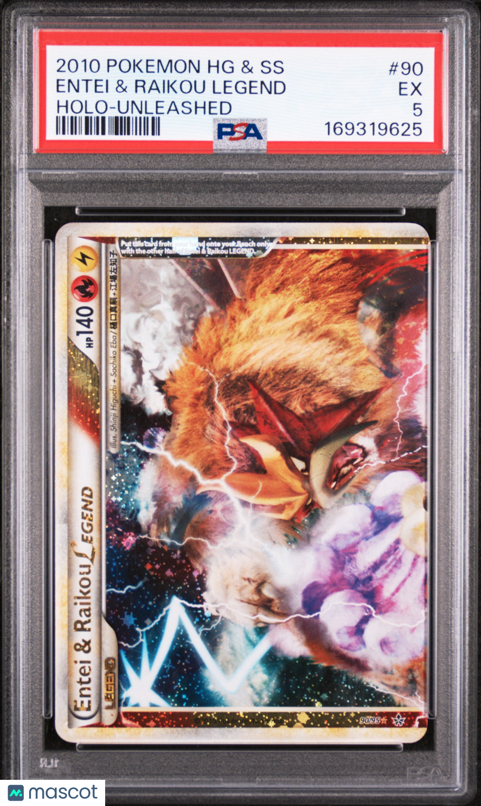 2010 Pokemon Heartgold & Soulsilver Unleashed Entei & Raikou Legend #90 Holo-Unleashed PSA 5