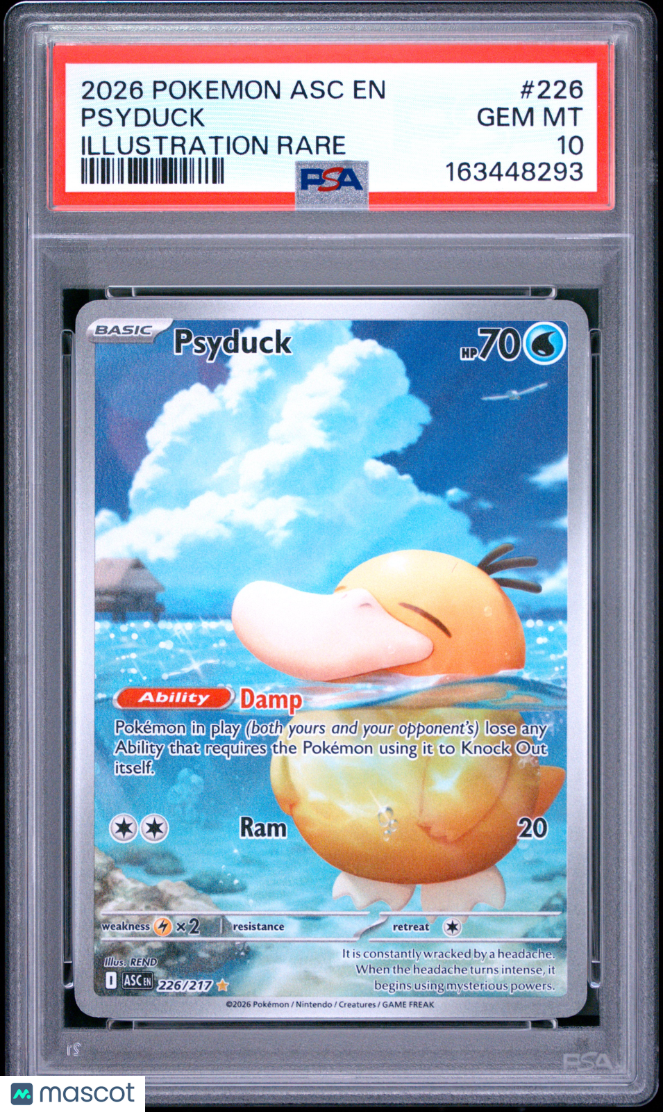 2026 Pokemon Asc EN-Ascended Heroes Psyduck #226 Illustration Rare PSA 10