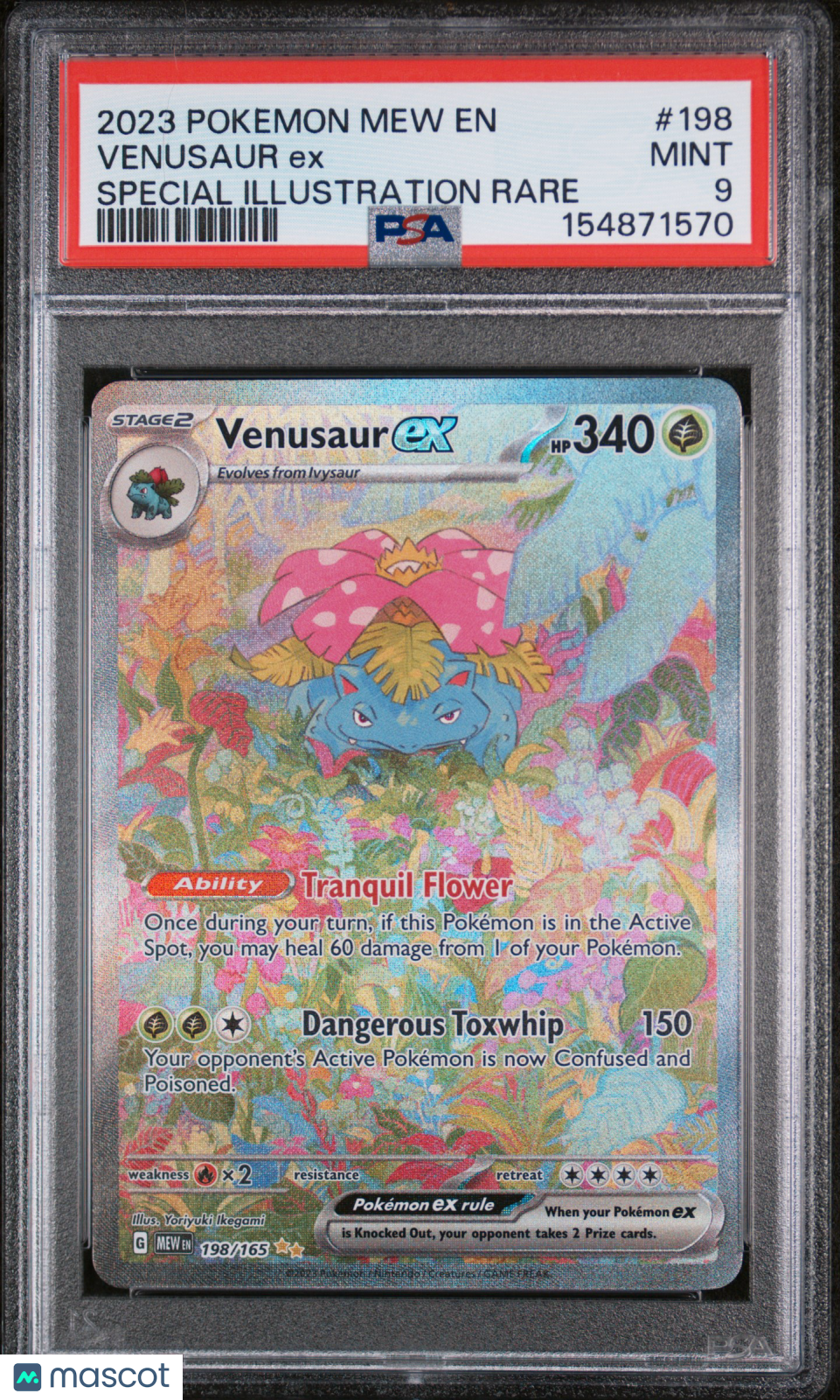2023 Pokemon Mew EN-151 Venusaur EX #198 Special Illustration Rare PSA 9