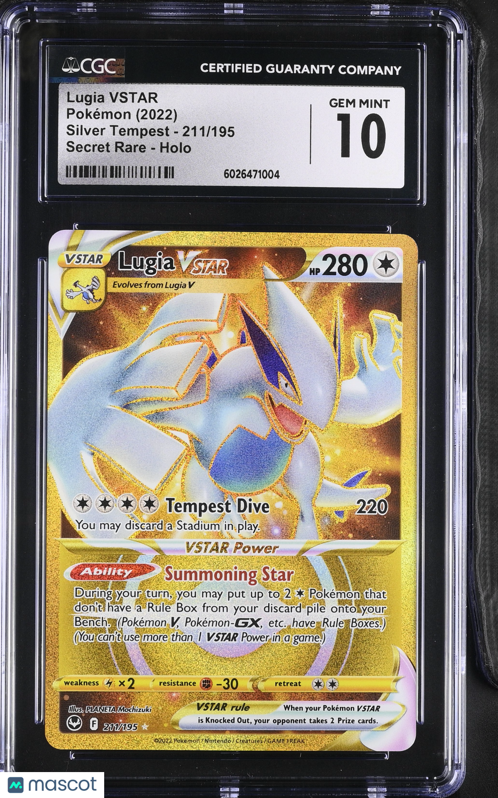 2022 Pokemon Lugia VSTAR #211/195 Secret Rare CGC 10