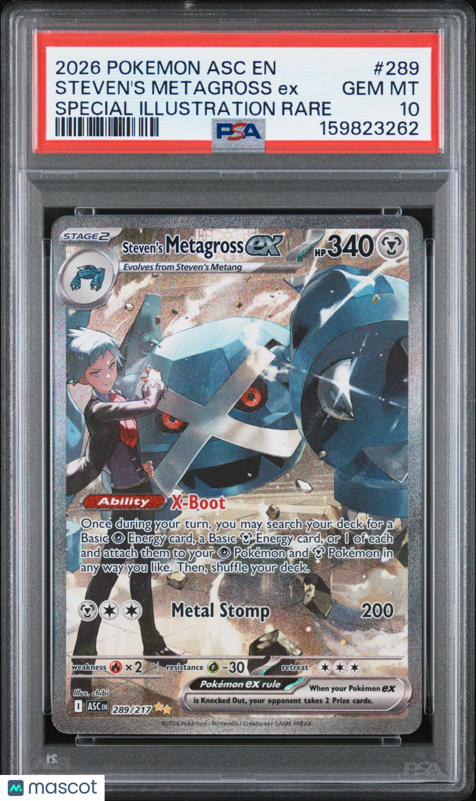 2026 Pokemon Asc EN-Ascended Heroes Steven's Metagross EX #289 Special Illustration Rare PSA 10