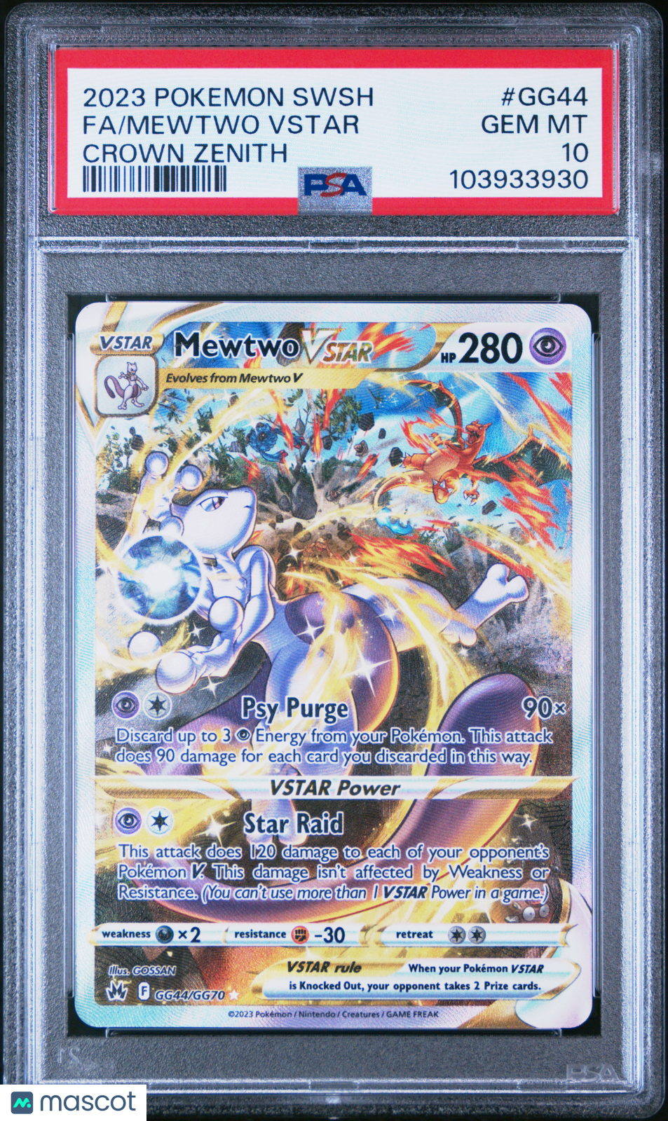 2023 Pokemon Sword And Shield Crown Zenith Mewtwo VSTAR #GG44 Crown Zenith Fa PSA 10