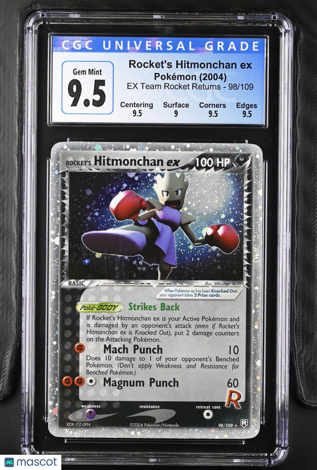 2004 Pokemon Rocket's Hitmonchan ex #98/109 CGC 10