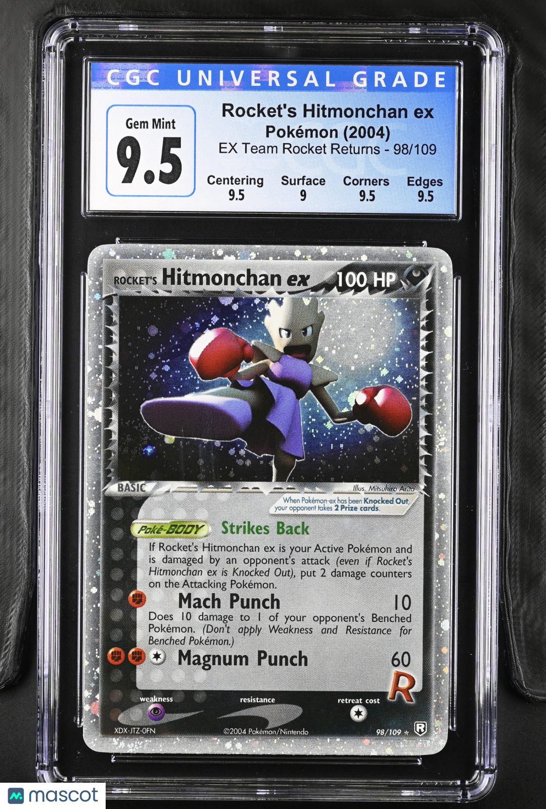 2004 Pokemon Rocket's Hitmonchan ex #98/109 CGC 10