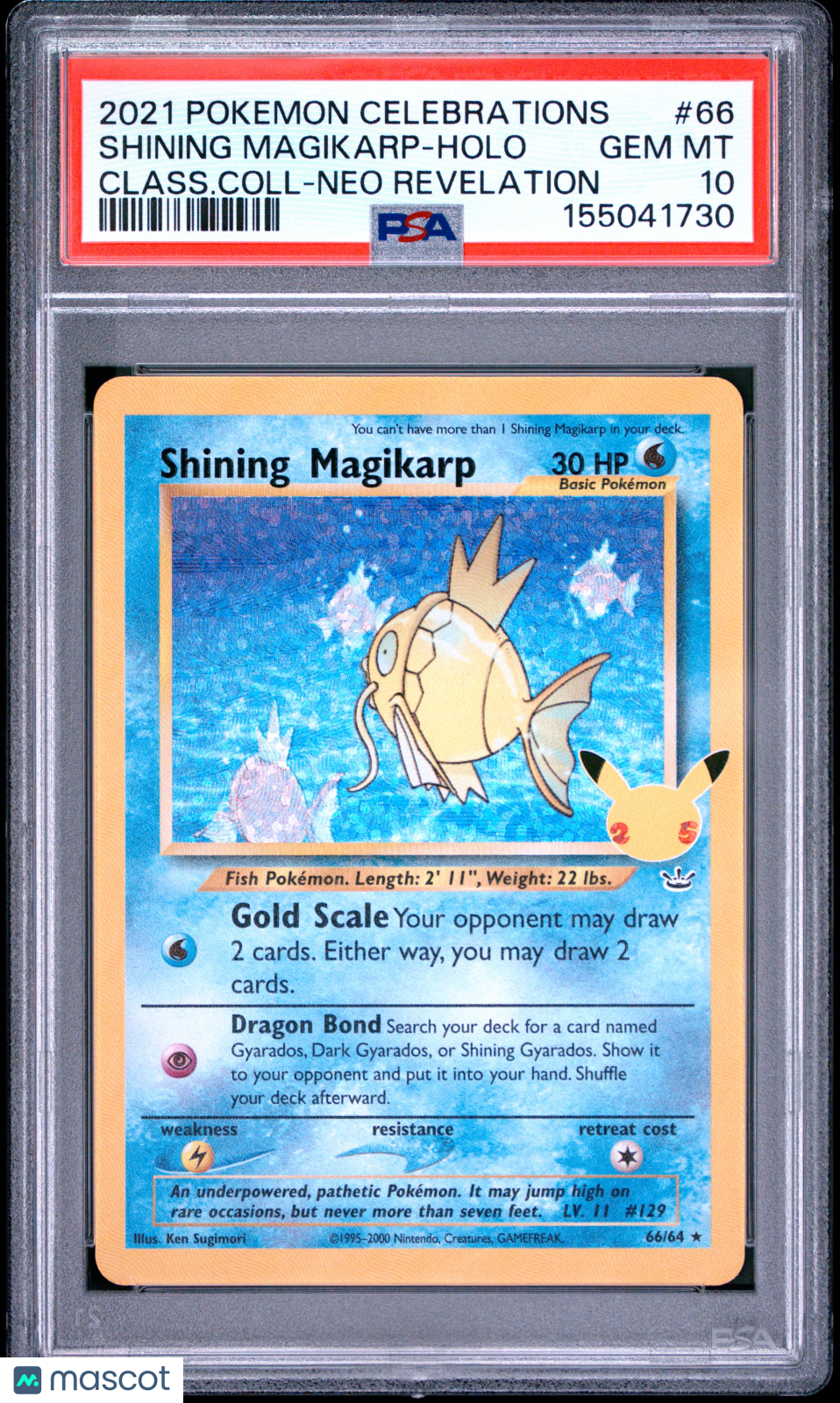 2021 Pokemon Celebrations Classic Collection Shining Magikarp #66 Class.Coll-Neo Revelation PSA 10