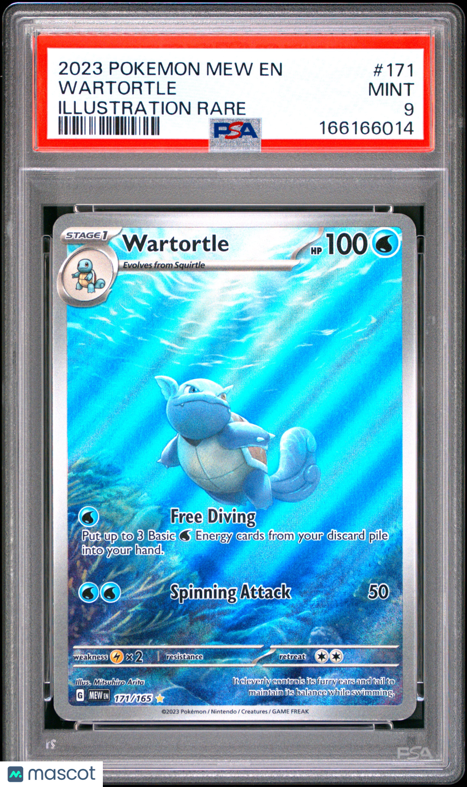 2023 Pokemon Mew EN-151 Wartortle #171 Illustration Rare PSA 9