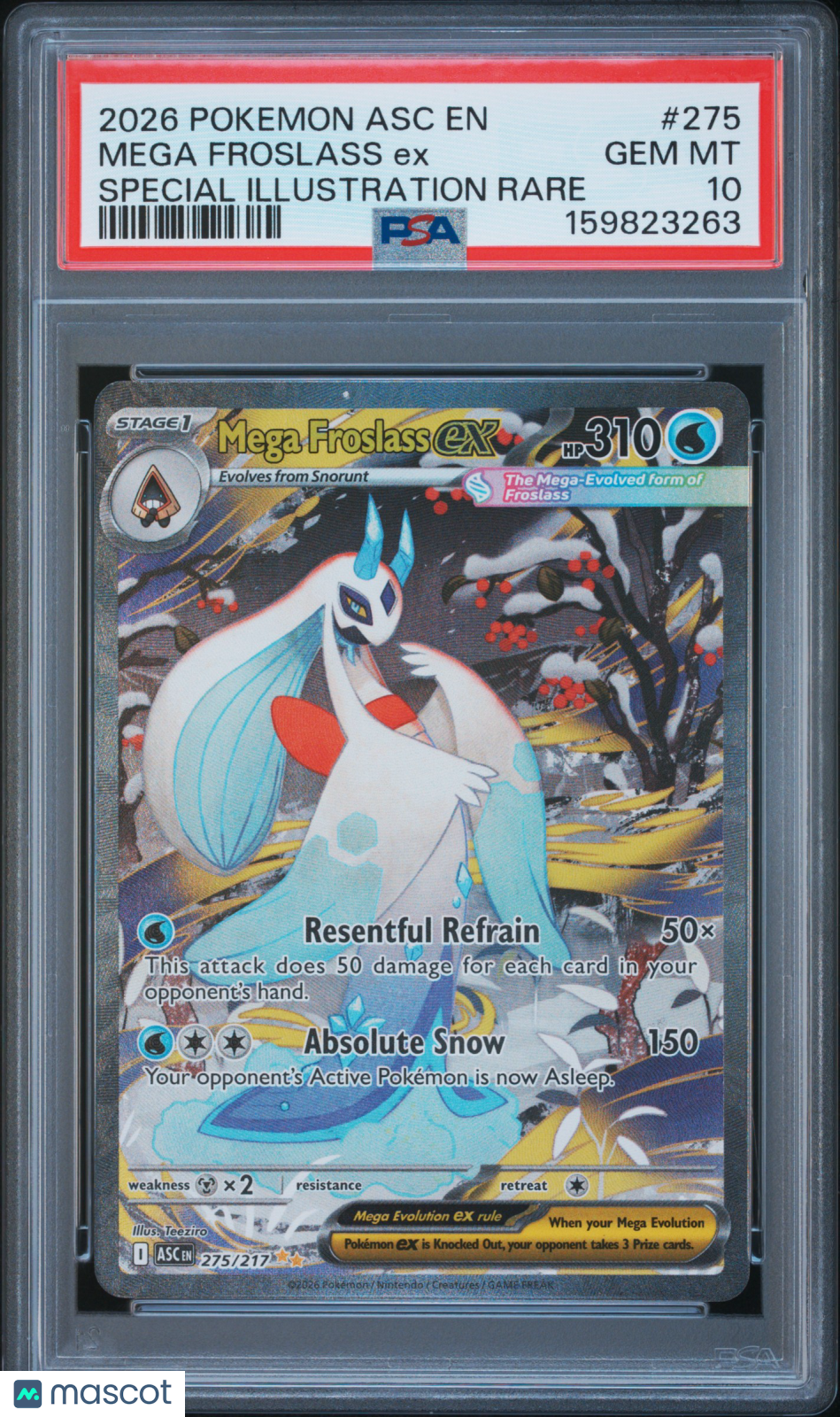 2026 Pokemon Asc EN-Ascended Heroes Mega Froslass EX #275 Special Illustration Rare PSA 10