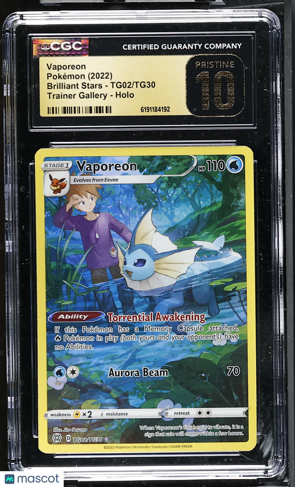 2022 Pokemon Vaporeon #TG02/TG30 CGC 10