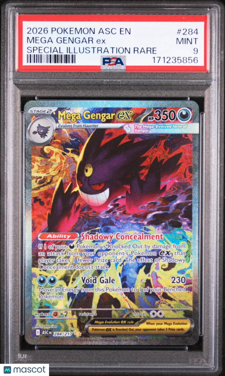2026 Pokemon Asc EN-Ascended Heroes Mega Gengar EX #284 Special Illustration Rare PSA 9