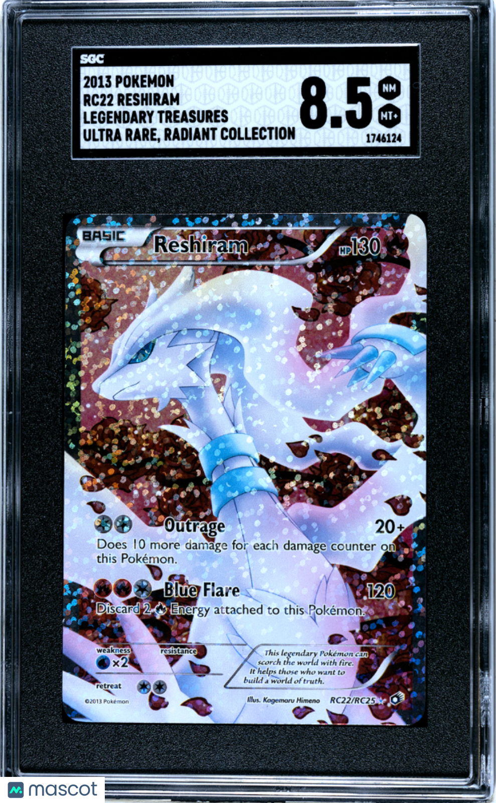 2013 Pokemon Legendary Treasures Reshiram #RC22 SGC 8.5