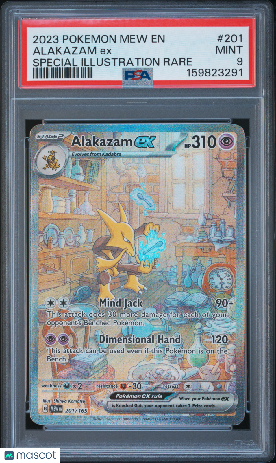 2023 Pokemon Mew EN-151 Alakazam EX #201 Special Illustration Rare PSA 9