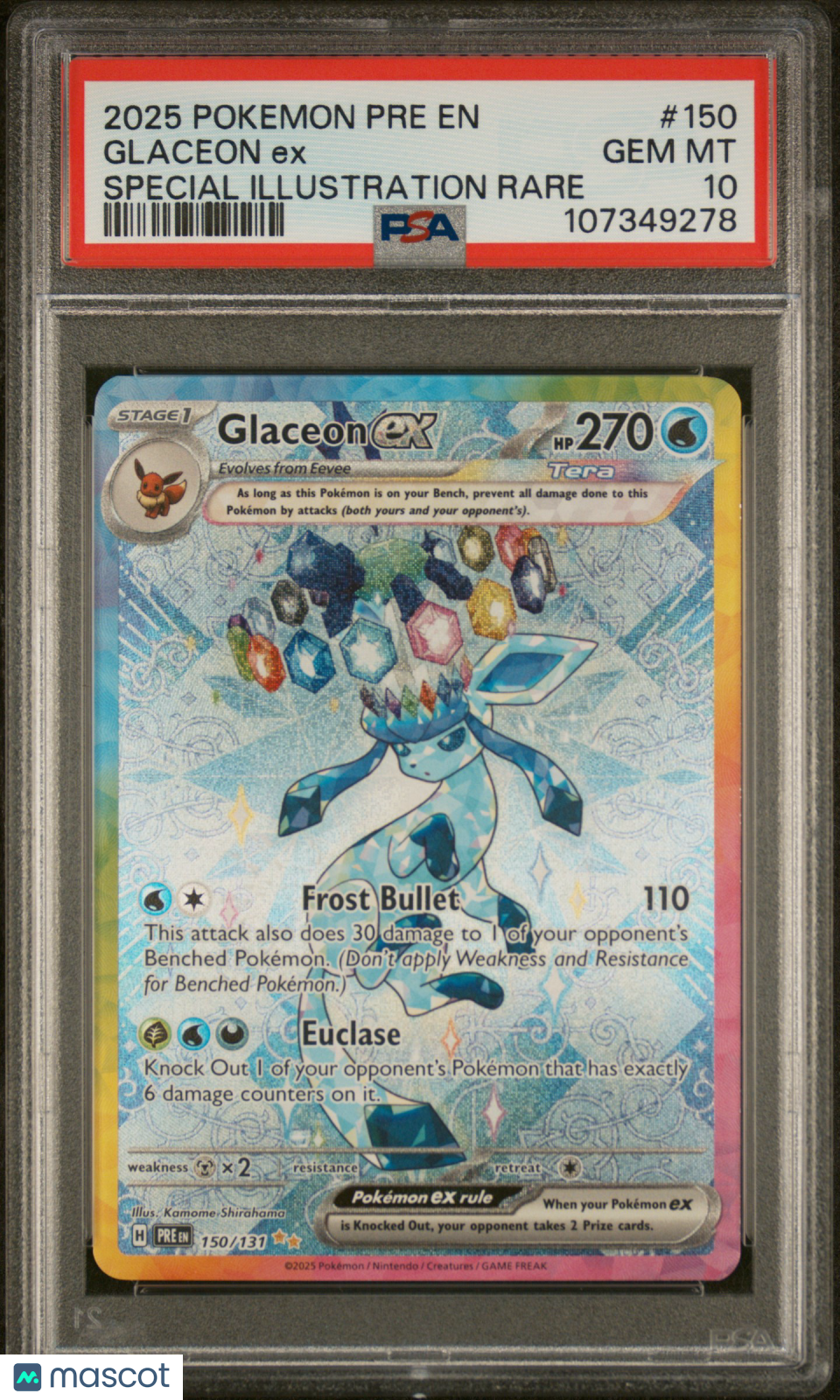 2025 Pokemon Pre EN-Prismatic Evolutions Glaceon EX #150 Special Illustration Rare PSA 10