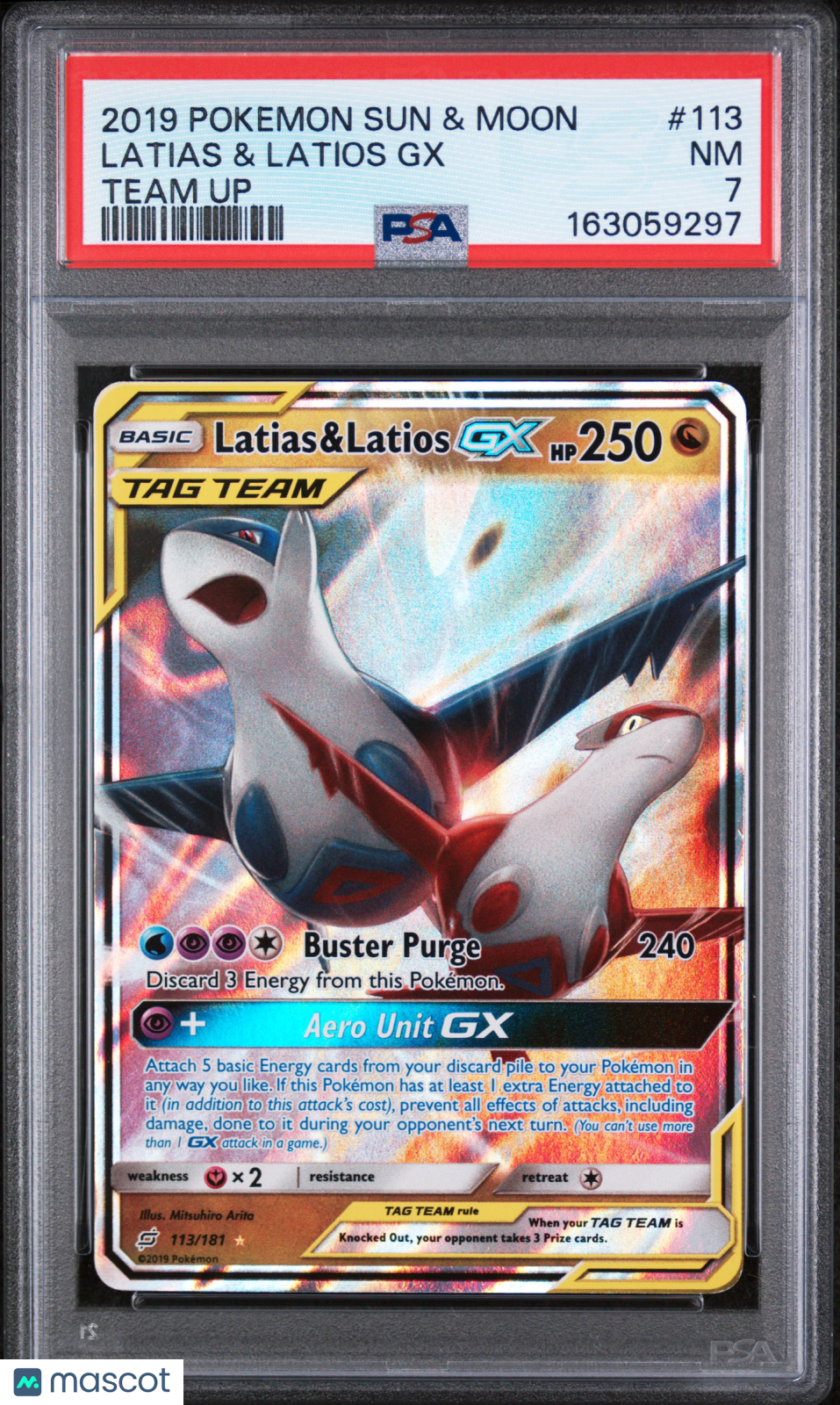 2019 Pokemon Sun & Moon Team Up Latias & Latios GX #113 Team Up PSA 7