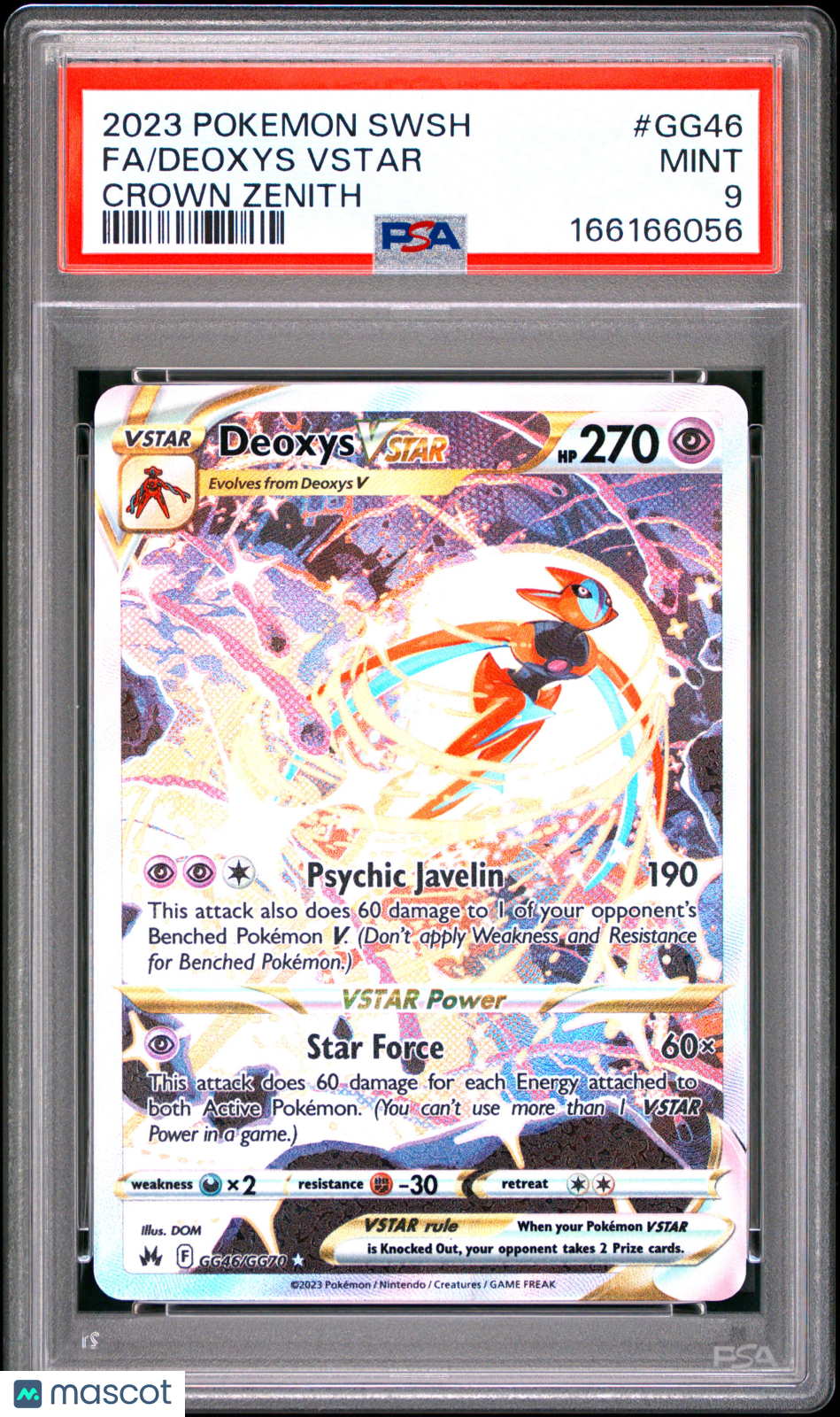 2023 Pokemon Sword And Shield Crown Zenith Deoxys VSTAR #GG46 Crown Zenith Fa PSA 9
