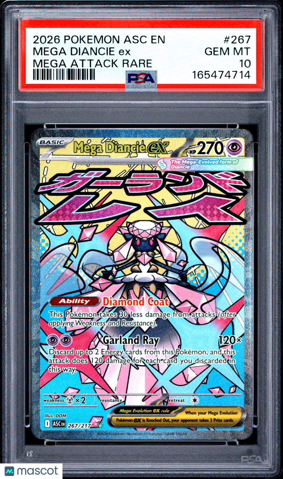 2026 Pokemon Asc EN-Ascended Heroes Mega Diancie EX #267 Mega Attack Rare PSA 10