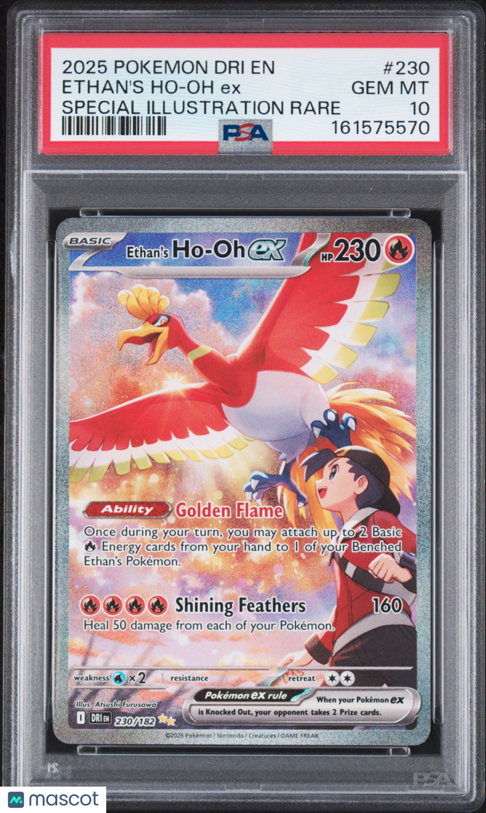 2025 Pokemon Dri EN-Destined Rivals Ethan's Ho-Oh EX #230 Special Illustration Rare PSA 10