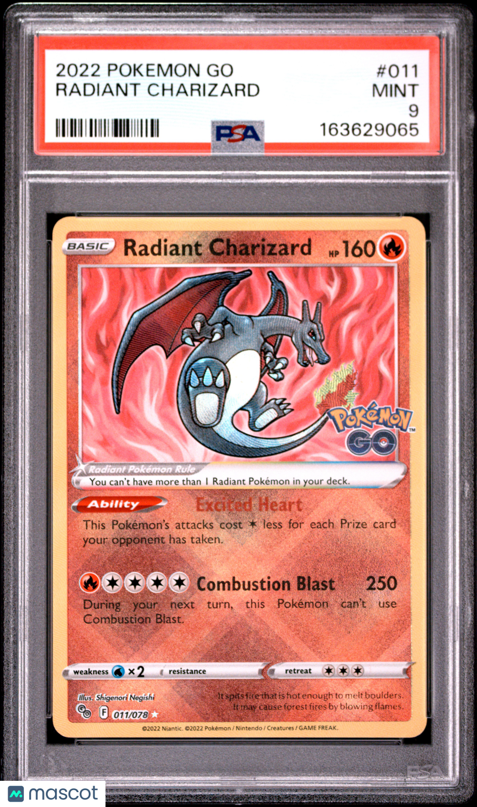 2022 Pokemon Go Radiant Charizard #011 PSA 9