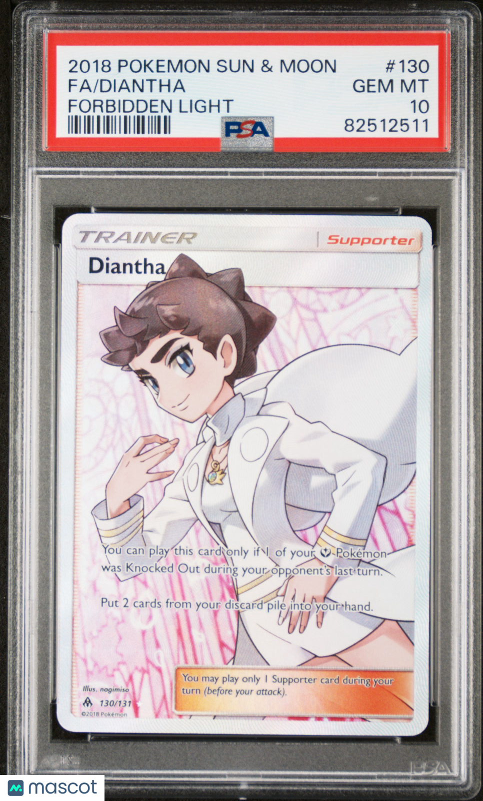 2018 Pokemon Sun & Moon Forbidden Light Diantha #130 Fa Forbidden Light PSA 10