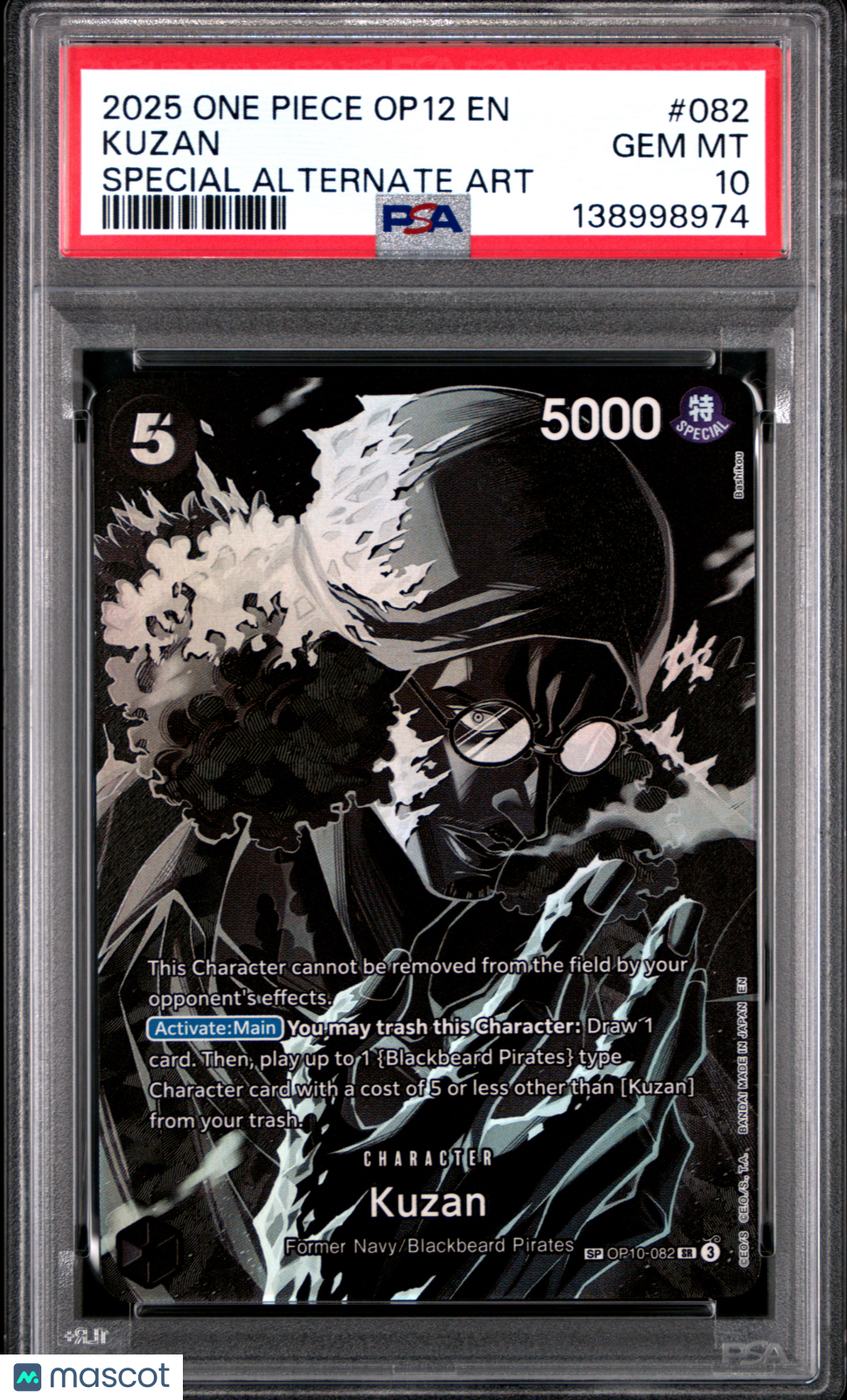 2025 One Piece Op12-Legacy Of The Master Kuzan #082 Special Alternate Art PSA 10