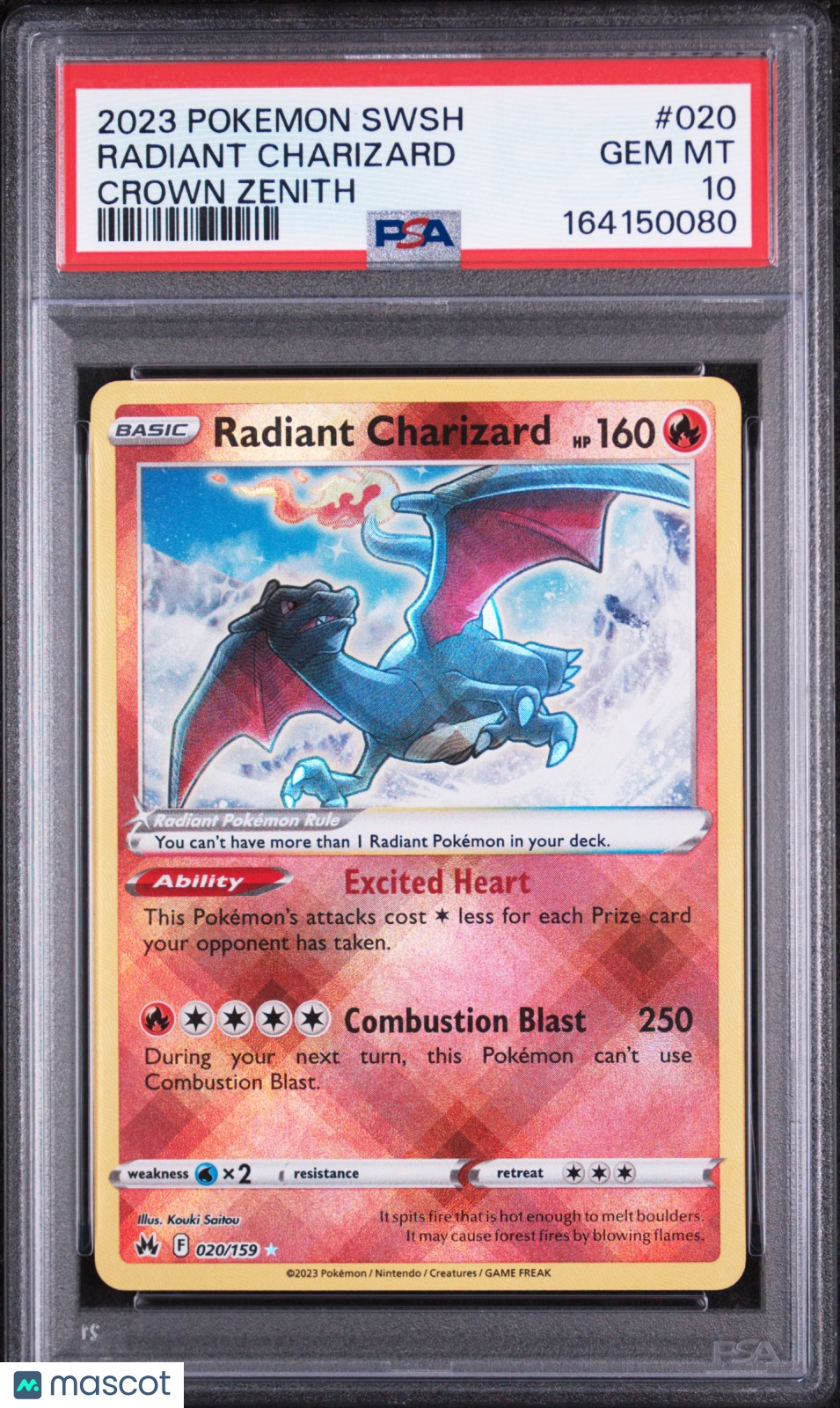 2023 Pokemon Sword And Shield Crown Zenith Radiant Charizard #020 Crown Zenith PSA 10