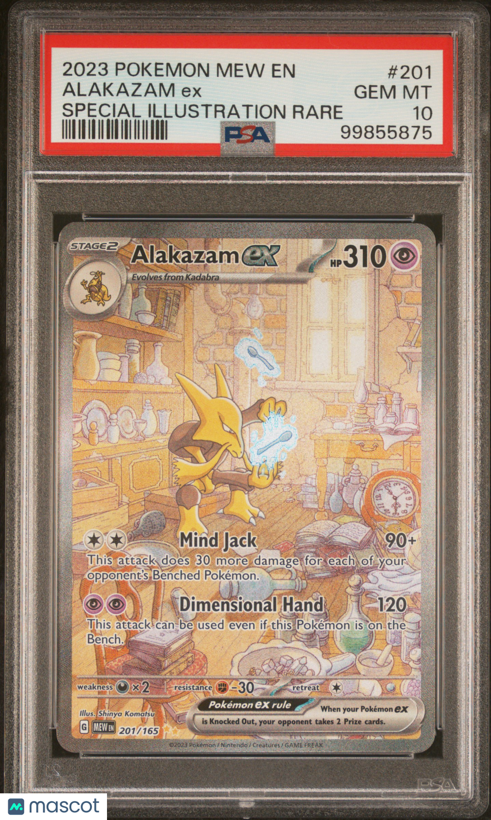 2023 Pokemon Mew EN-151 Alakazam EX #201 Special Illustration Rare PSA 10