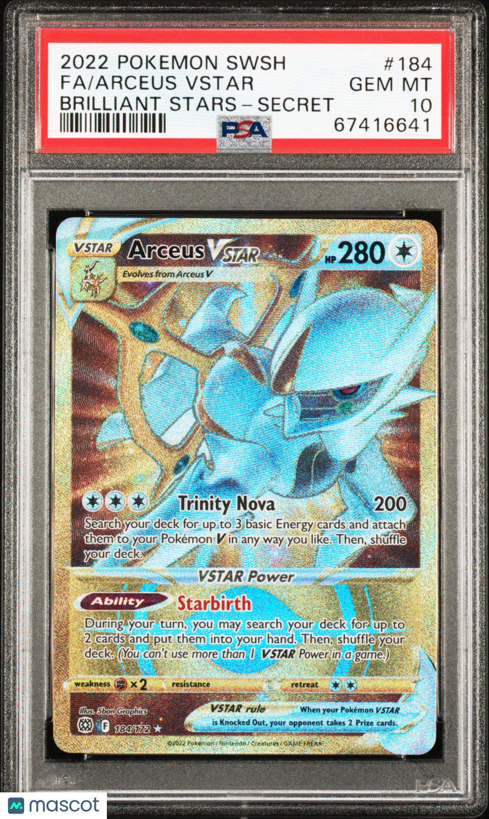 2022 Pokemon Sword & Shield Brilliant Stars Arceus VSTAR #184 Fa Brilliant Stars-Secret PSA 10