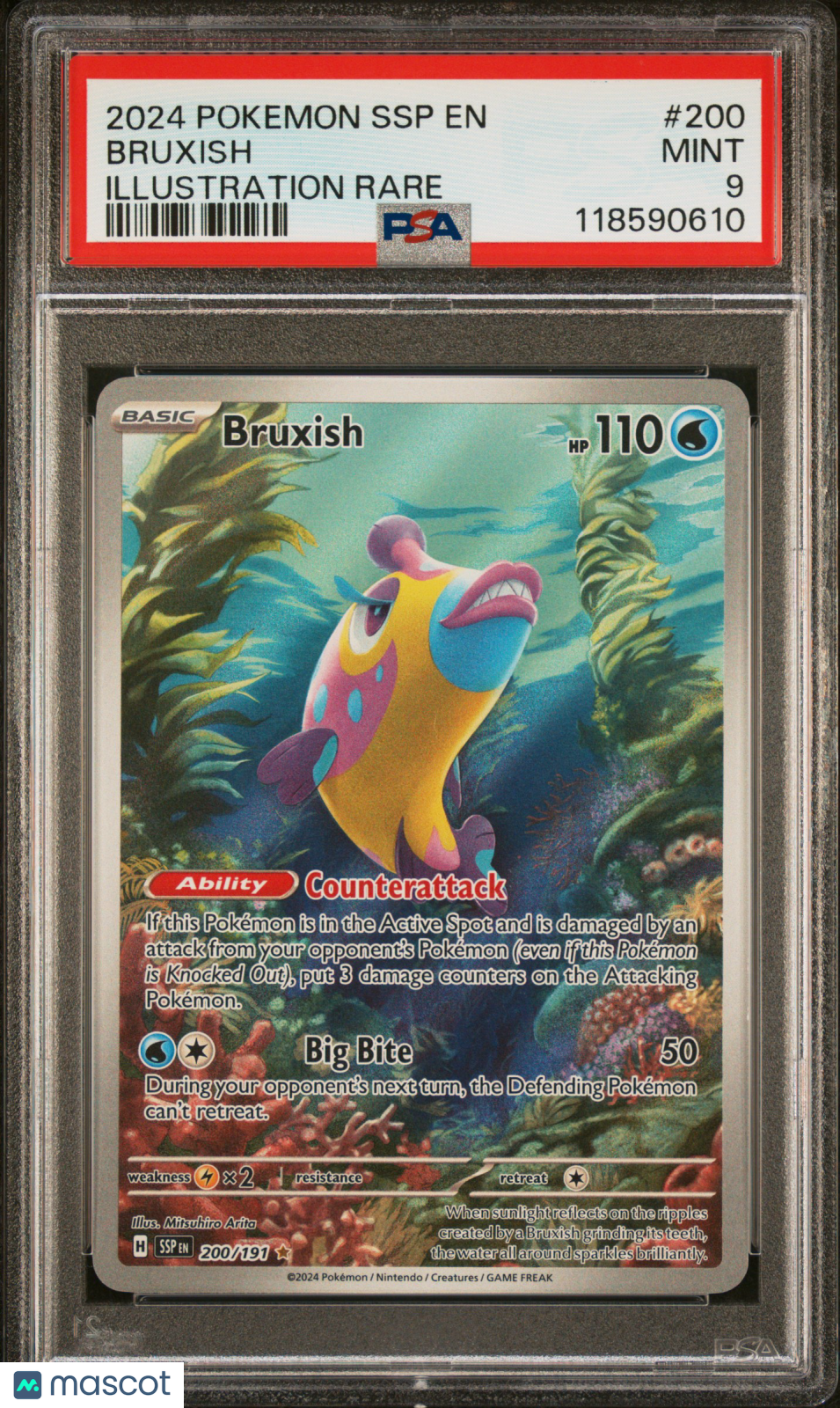 2024 Pokemon SSP EN-Surging Sparks Bruxish #200 Illustration Rare PSA 9