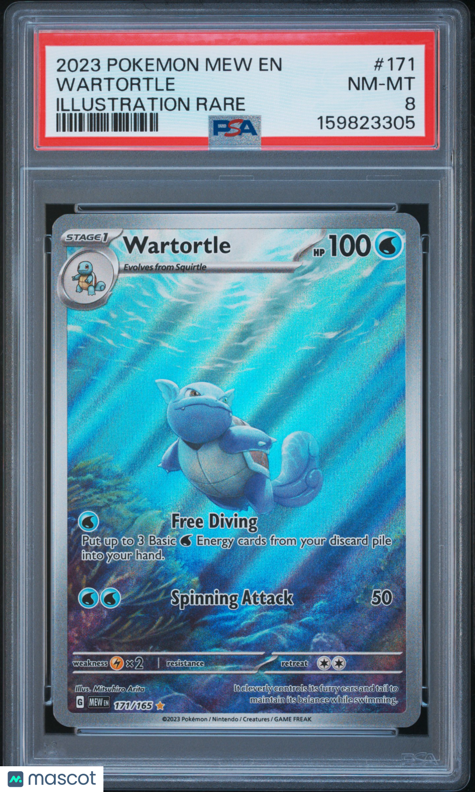 2023 Pokemon Mew EN-151 Wartortle #171 Illustration Rare PSA 8