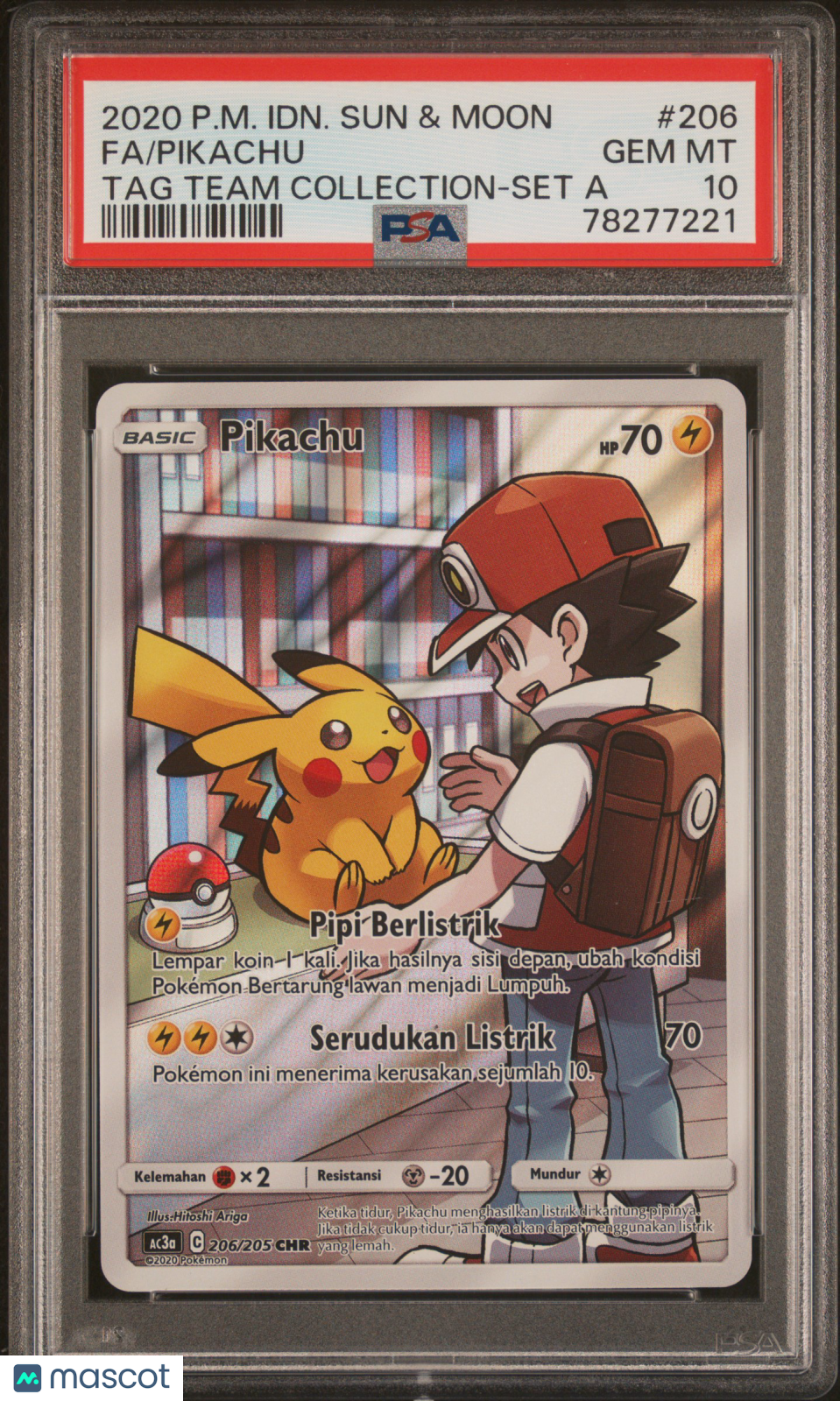 2020 Pokemon Indonesian Sun & Moon TAG Team Collection Pikachu #206 Fa TAG Team Collection-Set A PSA 10