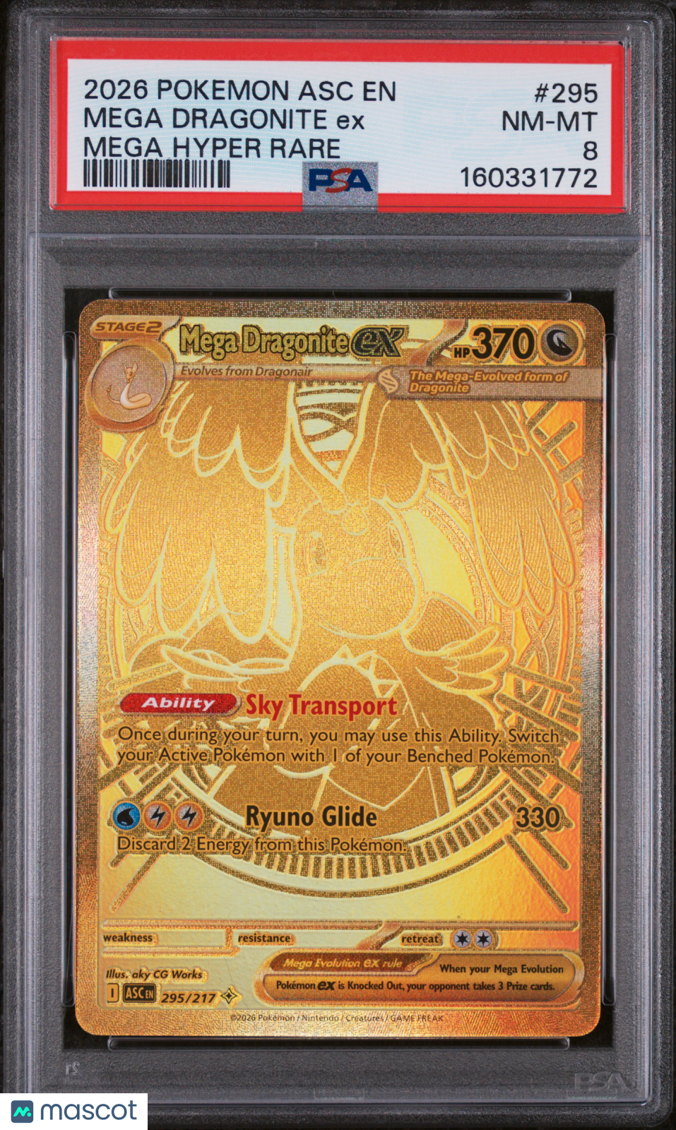 2026 Pokemon Asc EN-Ascended Heroes Mega Dragonite EX #295 Mega Hyper Rare PSA 8