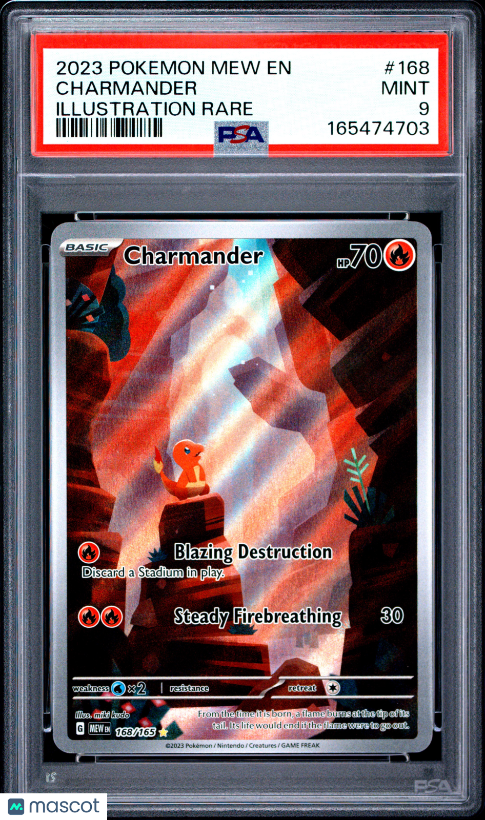 2023 Pokemon Mew EN-151 Charmander #168 Illustration Rare PSA 9